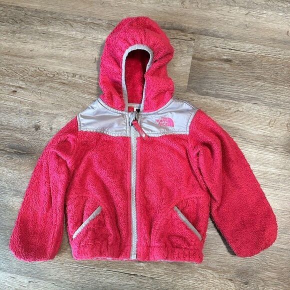 The North Face Other - The North Face Osito Jacket Girls 2T Pink Grey Hood Full Zip